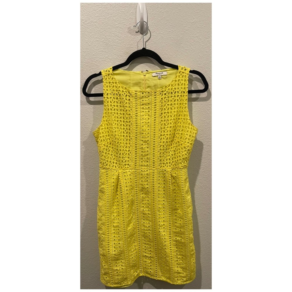 MADEWELL Eyelet Trail Yellow Sleeveless Mini Dress